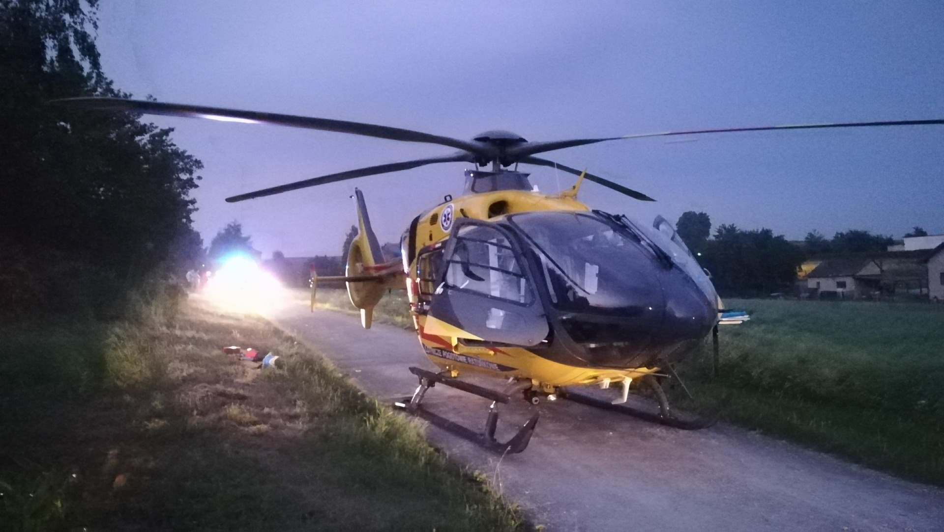 Poważny wypadek w Osieku. Mężczyzna spadł z drzewa podczas zbiorów. Interweniował śmigłowiec LPR. ZDJĘCIA!