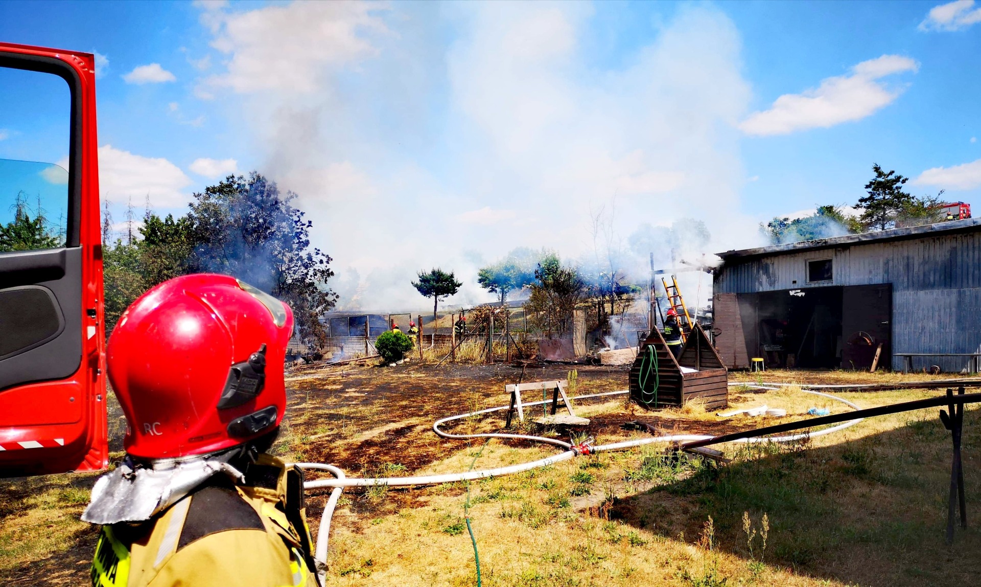 Płoną budynki i nieużytki. Trwa walka strażaków w Chełmku – ZDJĘCIA!