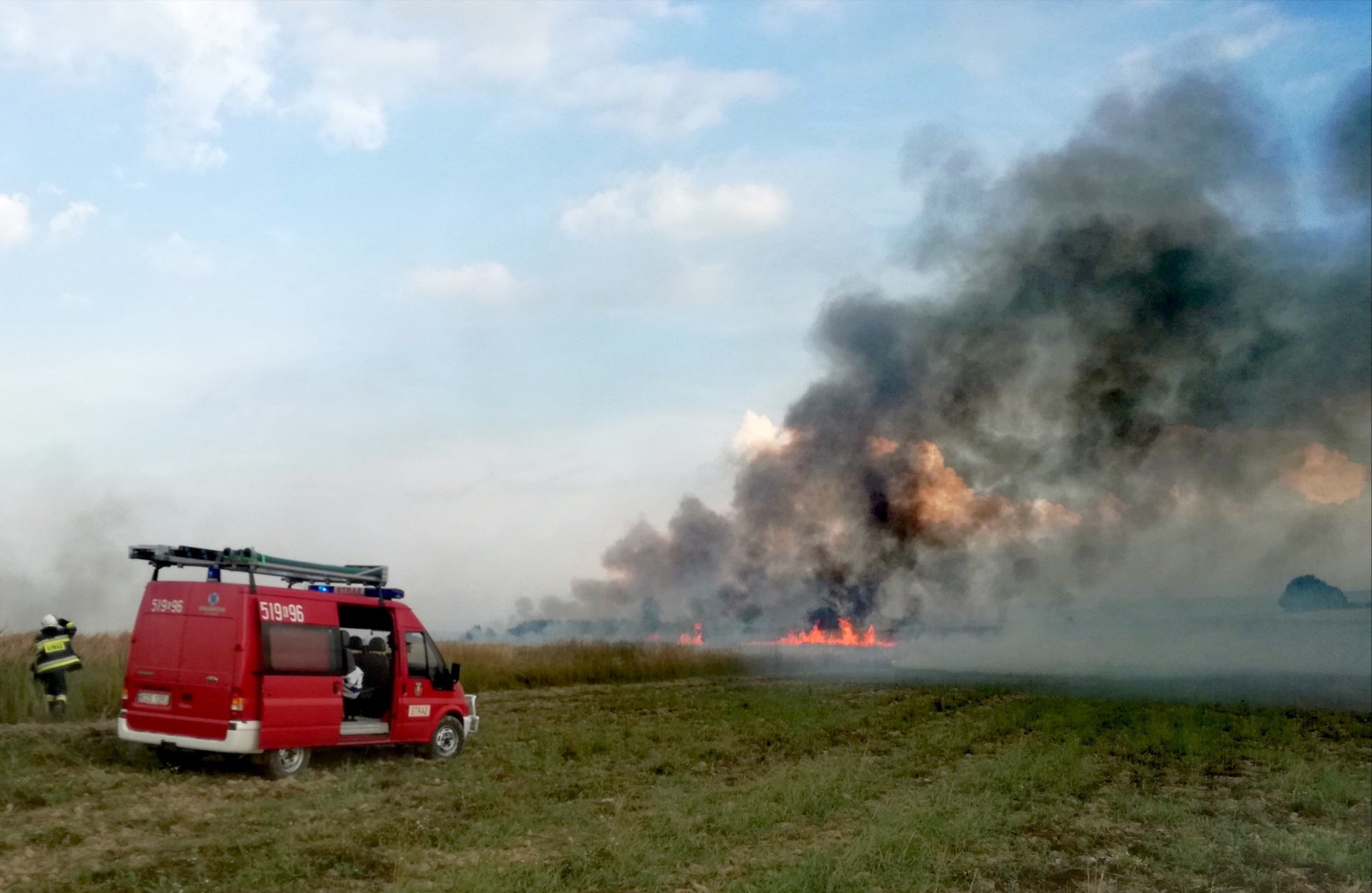 Pożar zboża na pniu w Osieku – ZDJĘCIA!