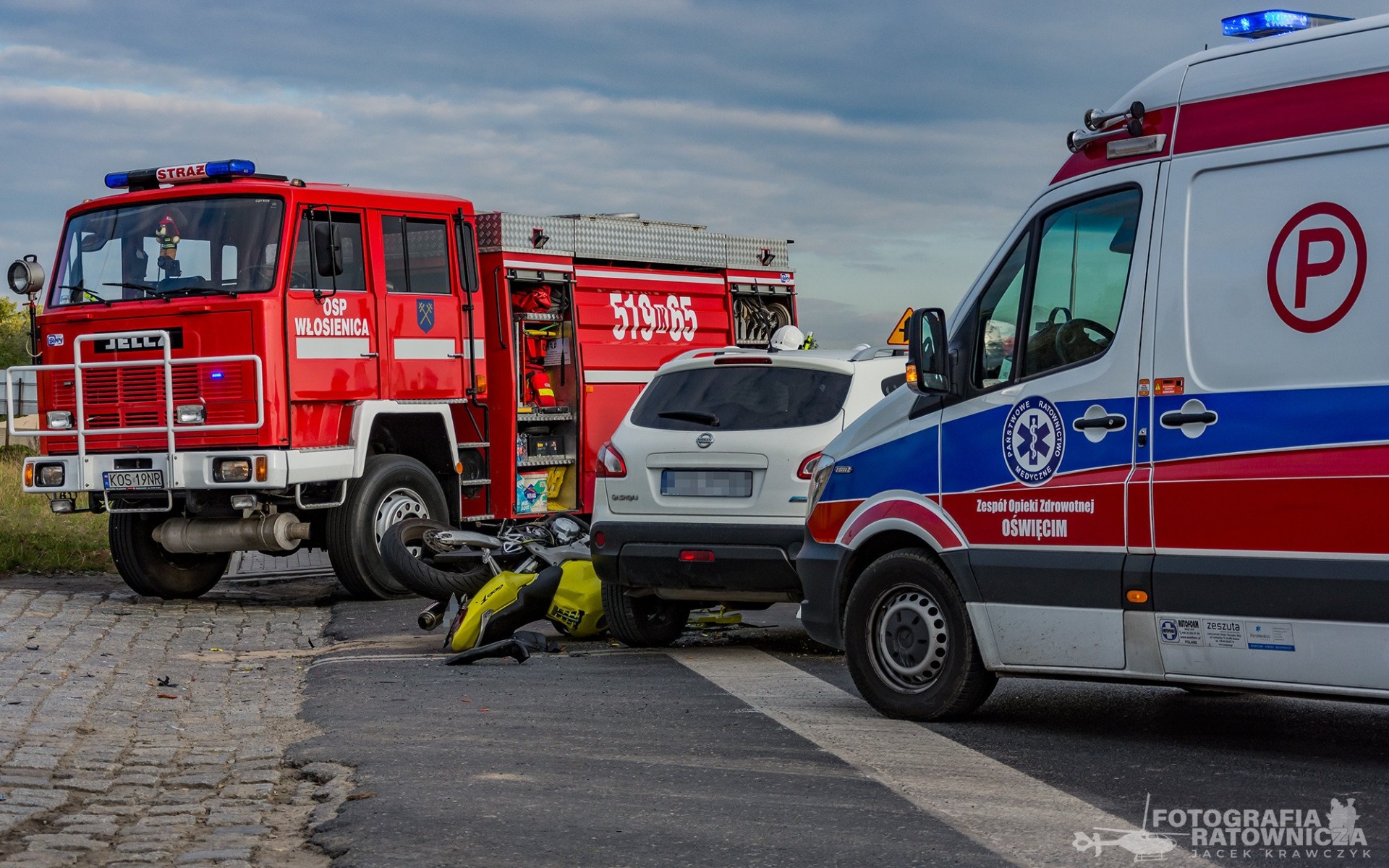 Wypadek z udziałem motocyklisty na DK44 w Oświęcimiu – ZDJĘCIA!