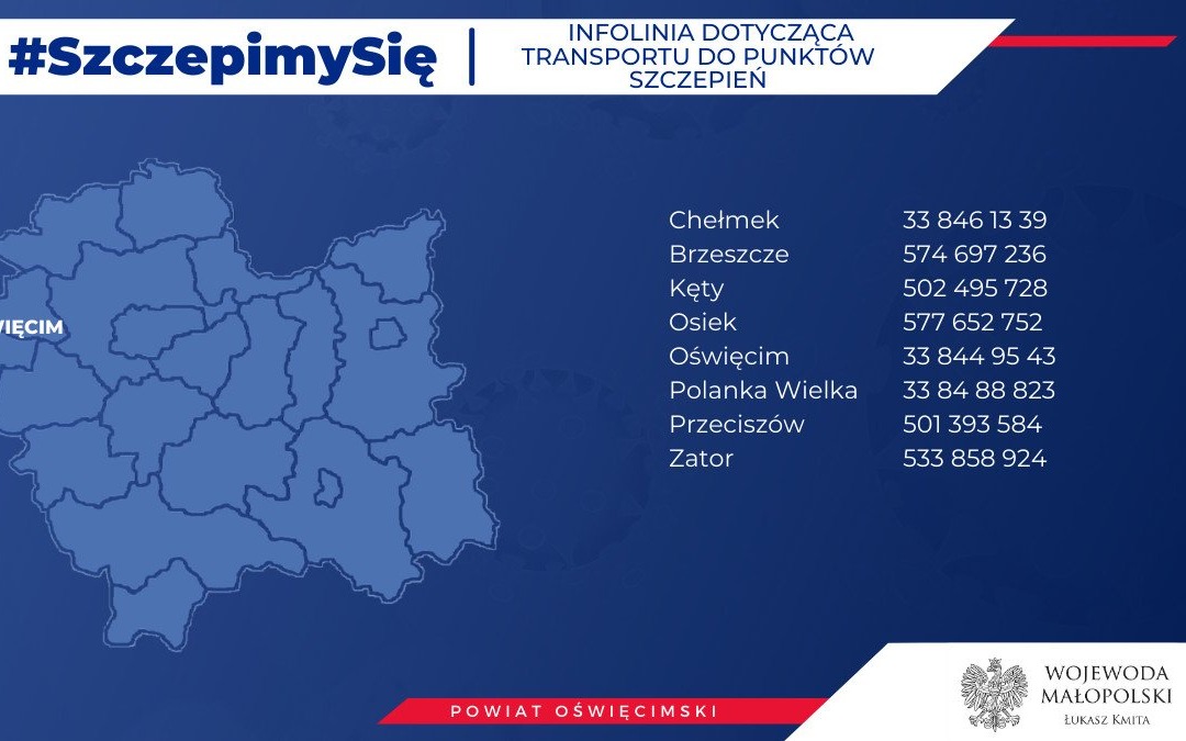 Ruszyły gminne infolinie w sprawie dowozu do punktów szczepień przeciw Covid-19