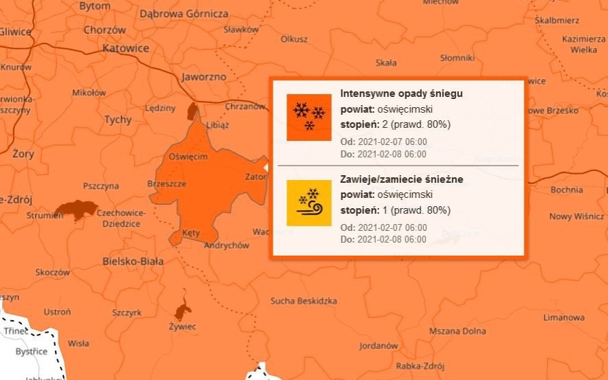 Ostrzeżenia meteorologiczne na najbliższe godziny