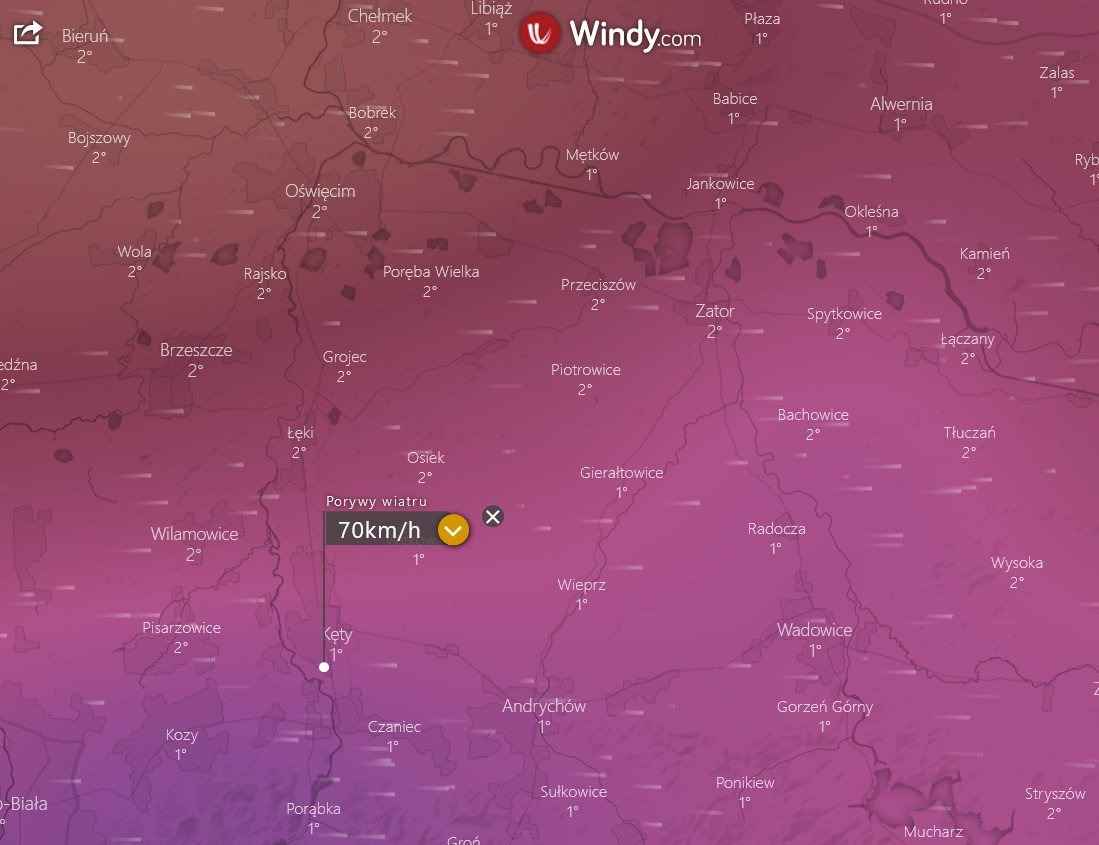 Synoptycy ostrzegają: Prędkość wiatru może osiągnąć miejscami do 90 km/h