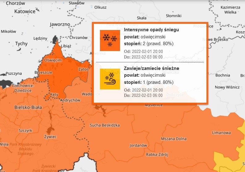 Ostrzeżenia meteorologiczne dla powiatu oświęcimskiego !