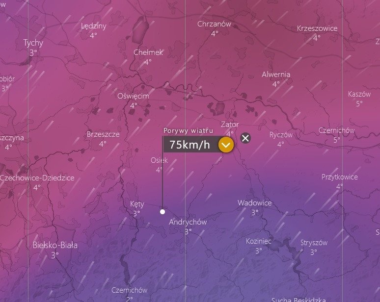 Wietrzny wieczór w naszym regionie