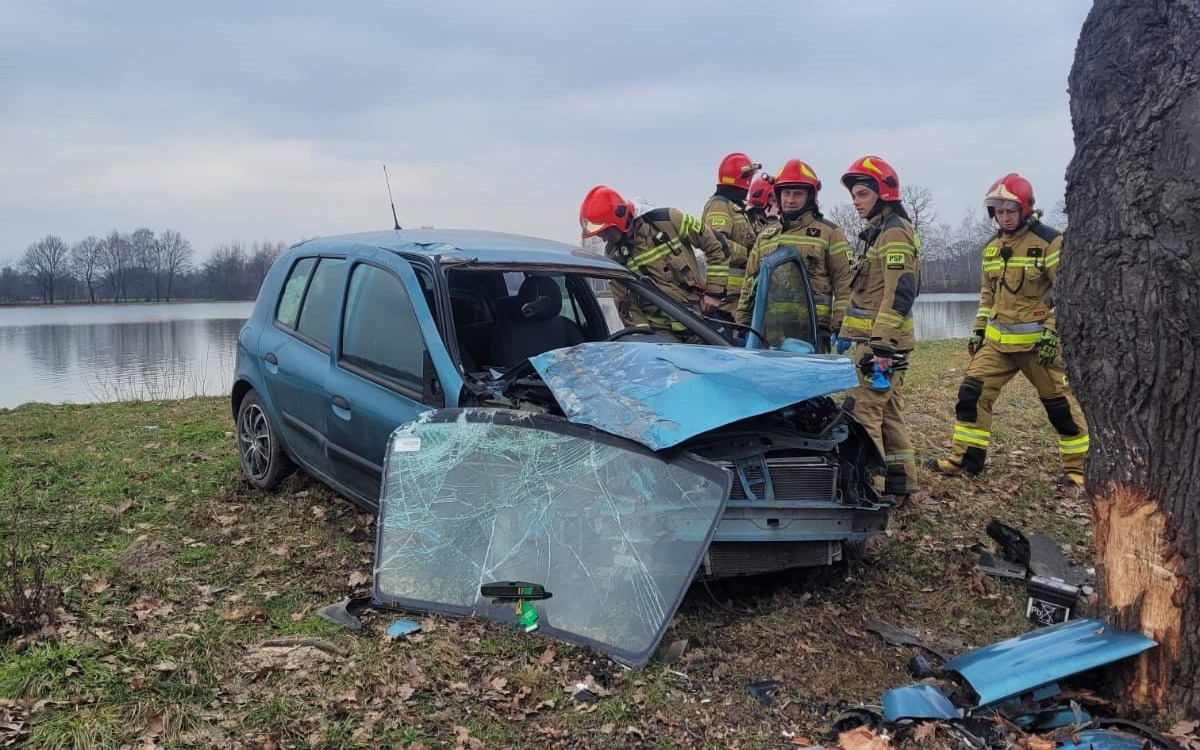 Miał zakaz kierowania. Wypadł z jezdni uderzył w drzewo