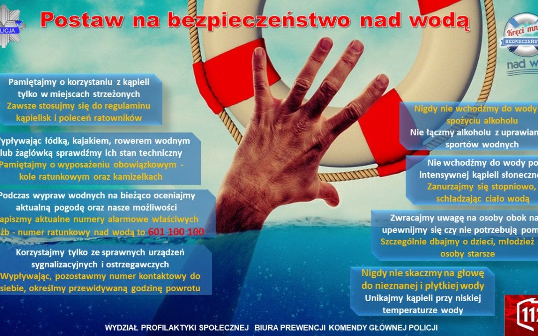 ,,Bezpieczeństwo nad wodą” – rady dla wypoczywających nad zbiornikami, rzekami, jeziorami