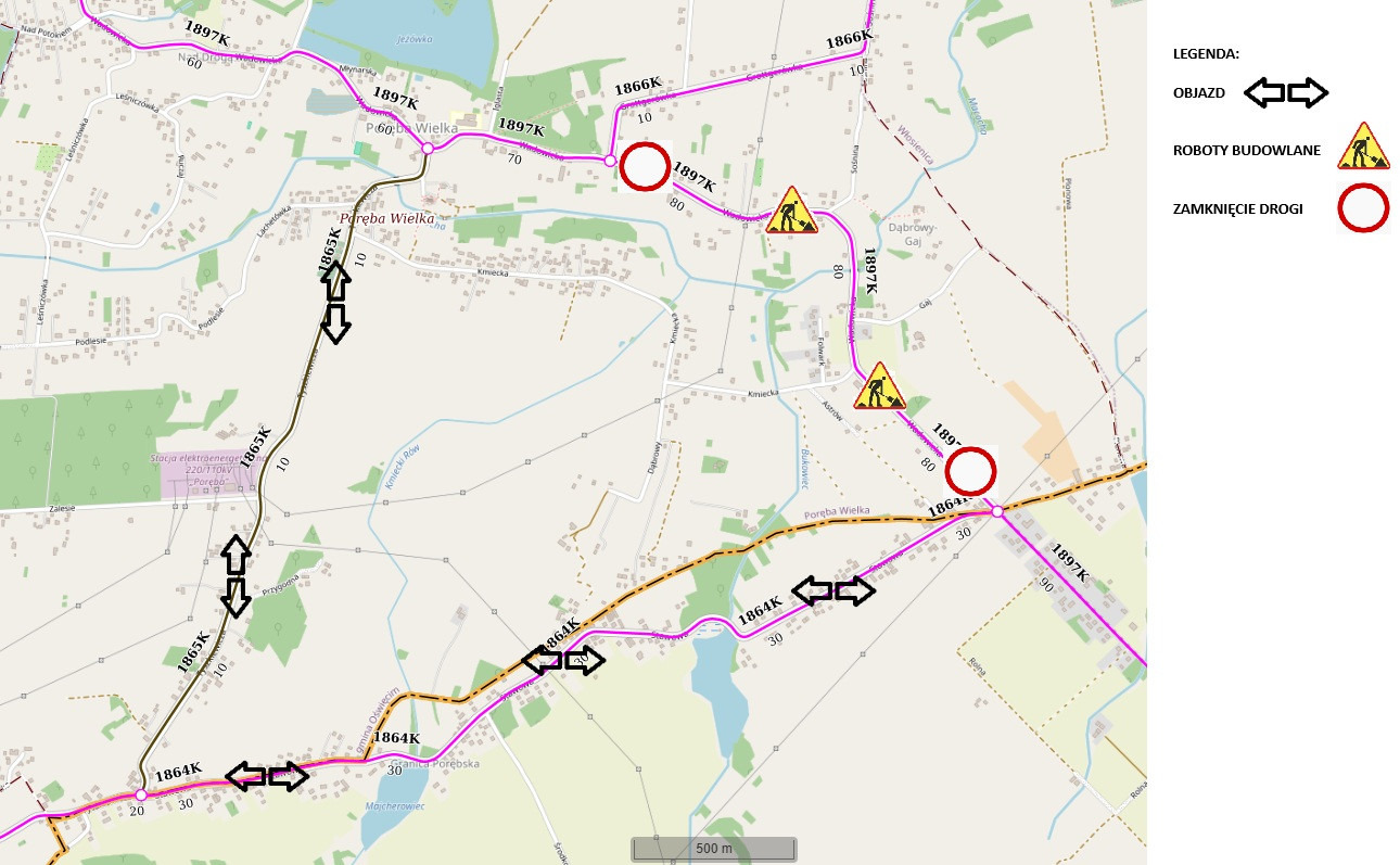 Od 10 lipca zamknięty fragment ul. Wadowickiej w Porębie Wielkiej