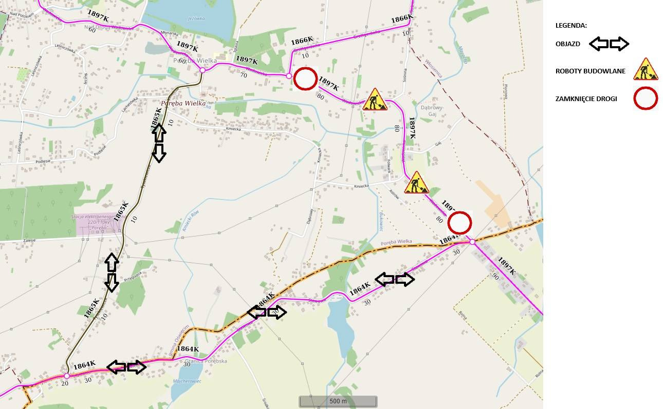 Od 21 lipca zamknięty fragment ul. Wadowickiej w Porębie Wielkiej
