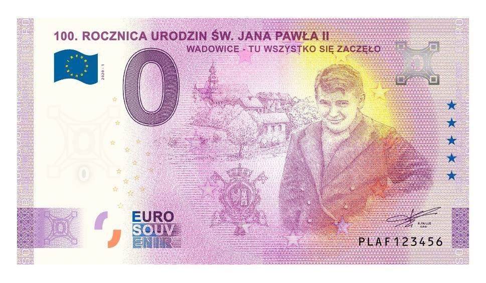 W Wadowicach zrobili banknoty z JP II o nominale 0 euro