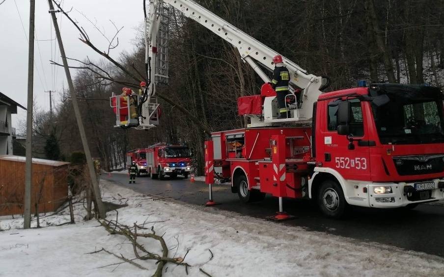 Zagórnik k. Andrychowa. O krok od tragedii. Drzewo spadło na linię energetyczną