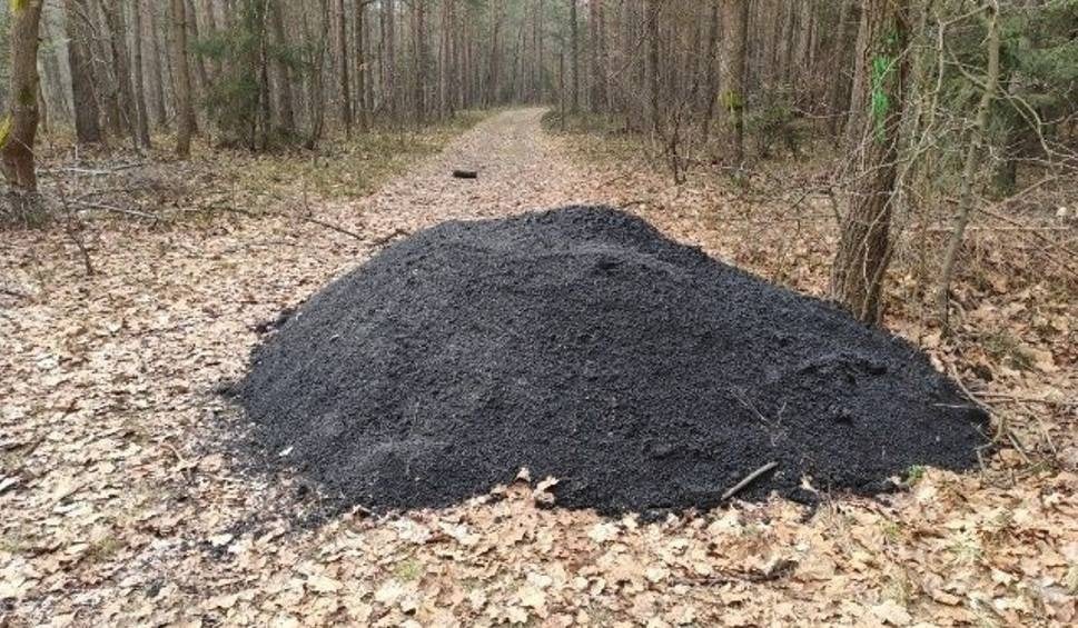 Ktoś podrzucił do lasu... gorący asfalt. To nie początek nowej inwestycji