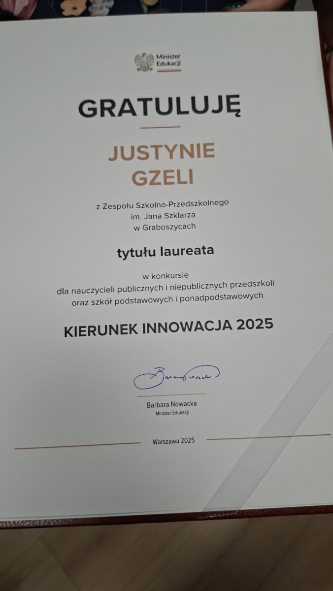 Nagroda MEN dla nauczycielki ZSP Graboszyce
