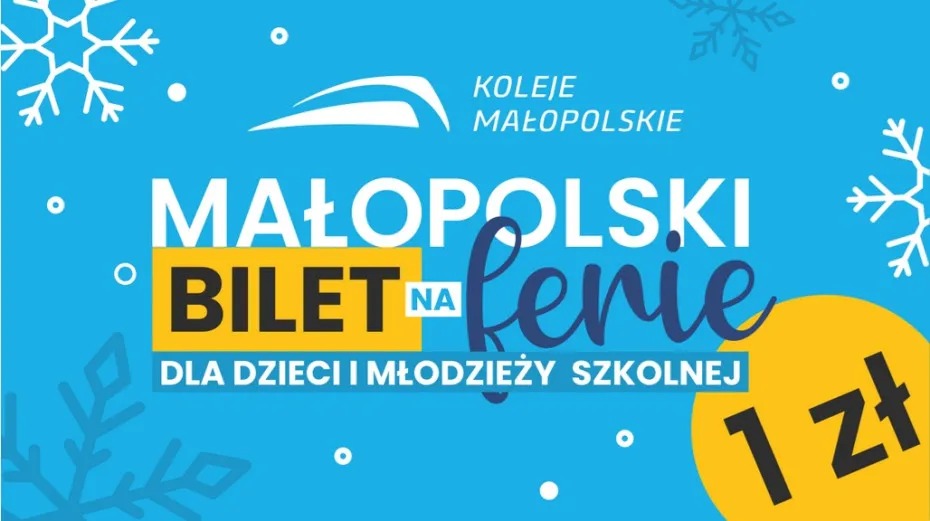 Bilet za złotówkę dla uczniów województwa małopolskiego w czasie ferii zimowych