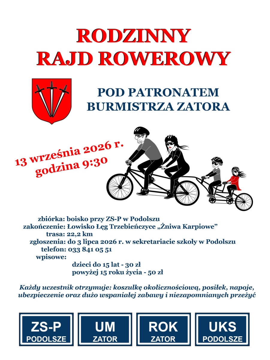 Zapraszamy na Rodzinny Rajd Rowerowy