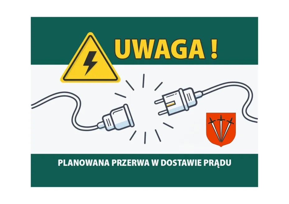 Przerwy w dostawie energii elektrycznej dla podanego obszaru na terenie Gminy Zator