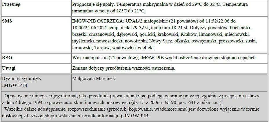 Ostrzeżenie Meteorologiczne - Burze z gradem/1