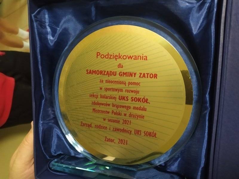 Podziękowania UKS Sokół Zator dla Samorządu Gminy Zator