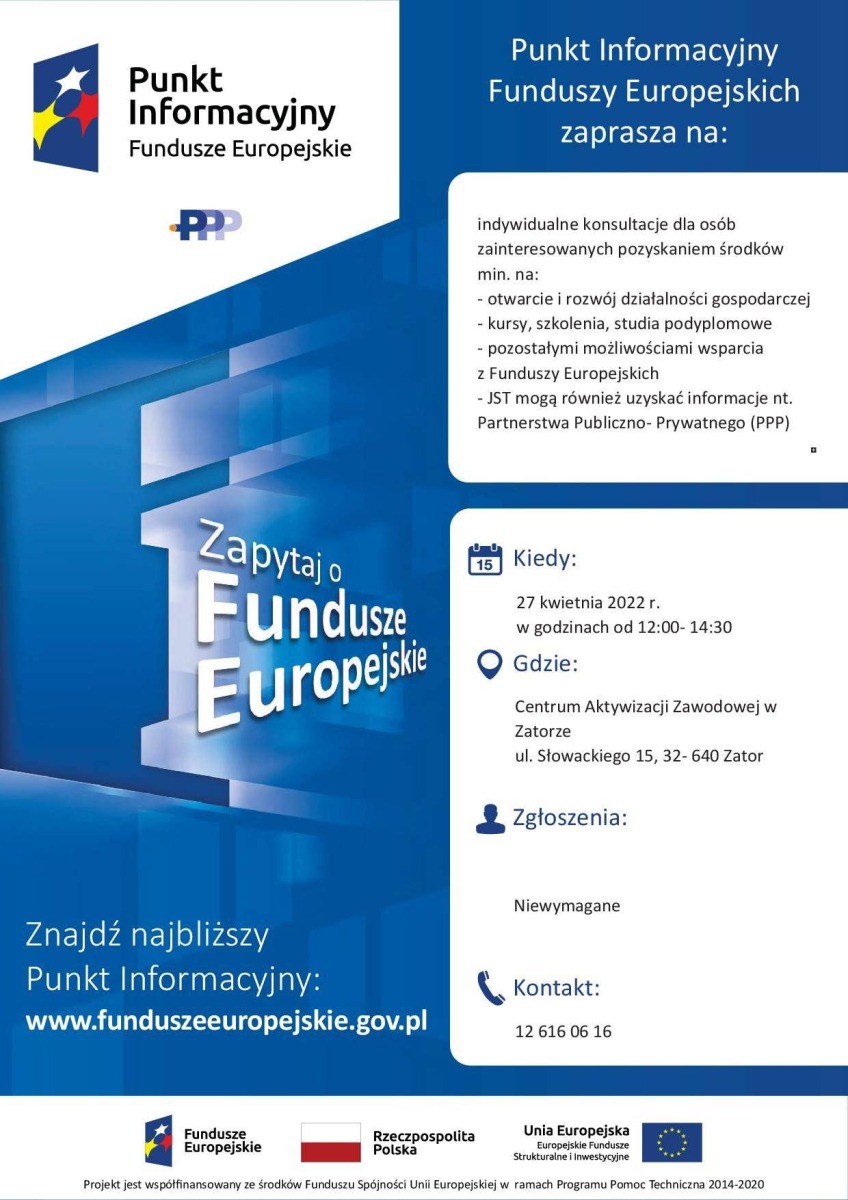 Punkt Informacyjny Funduszy Europejskich zaprasza na: