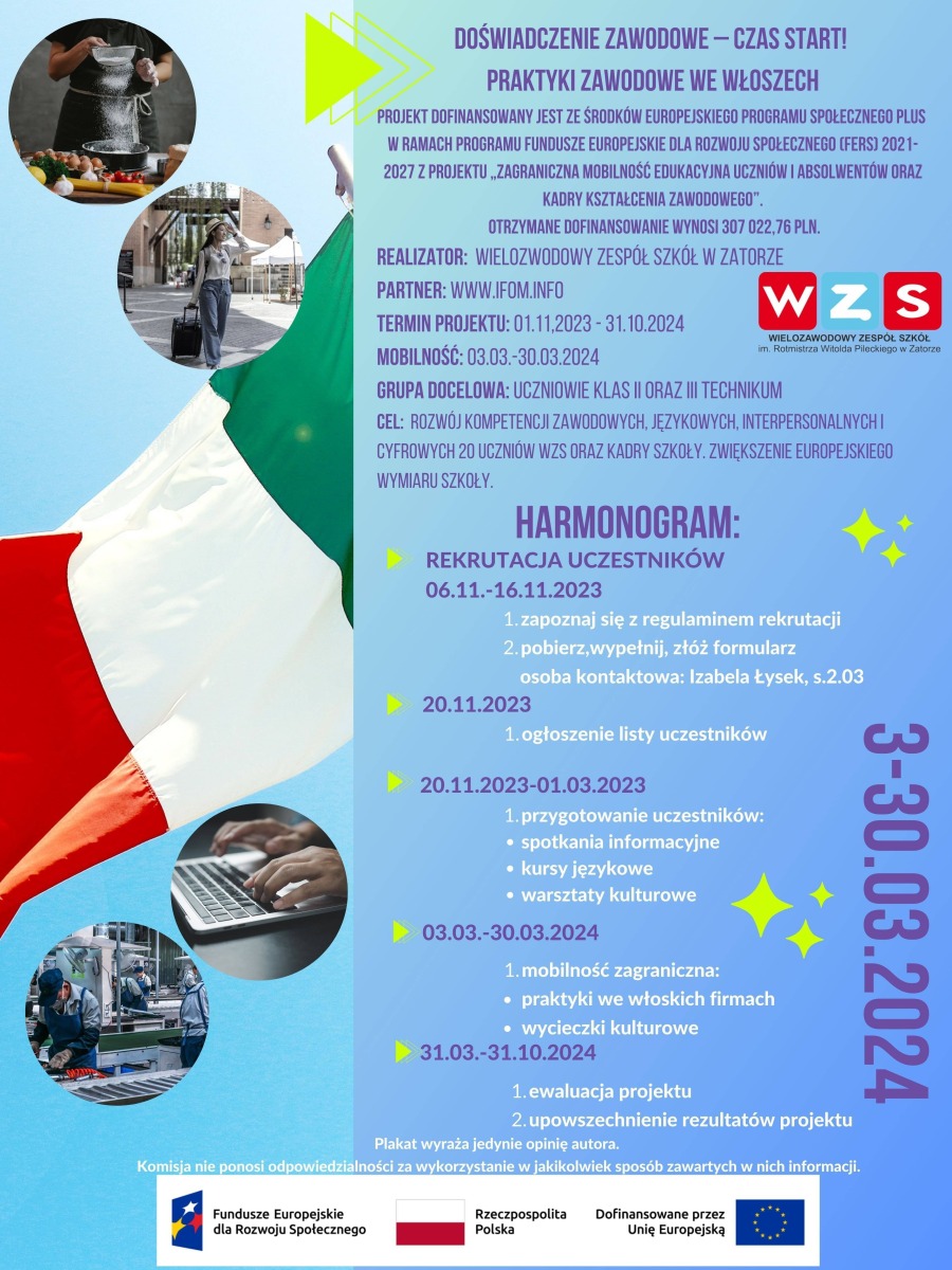 Doświadczenie zawodowe - czas start! Praktyki zawodowe we Włoszech