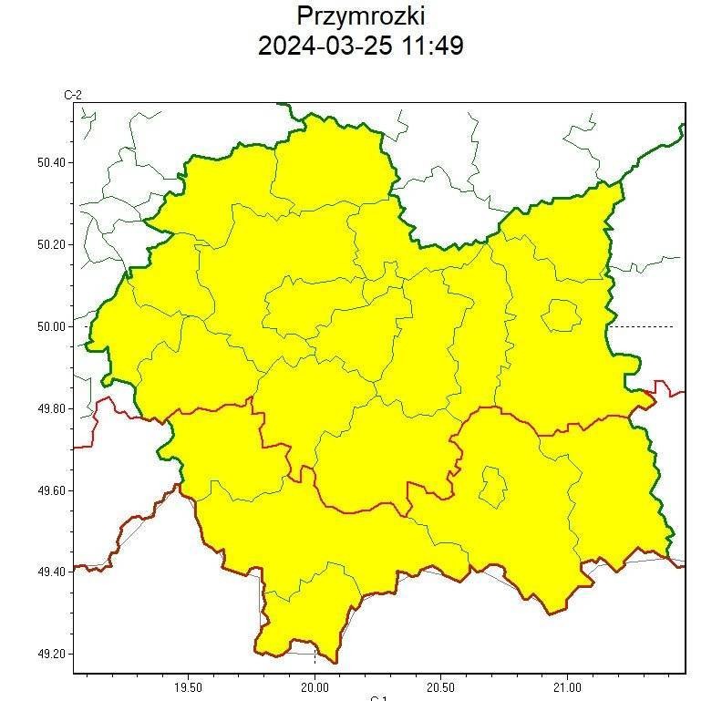 Ostrzeżenie meteorologiczne nr 70- Przymrozki_1 stopnia