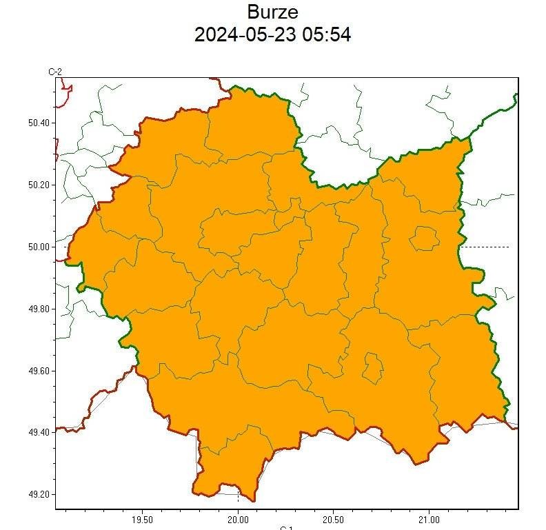 Ostrzeżenie meteorologiczne nr 131 - Burze_2 stopnia_23.05.2024