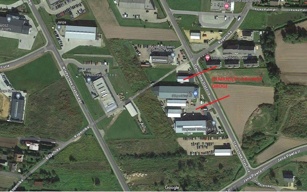 Informacja UM Zator dotycząca tymczasowego zamknięcia odcinka drogi