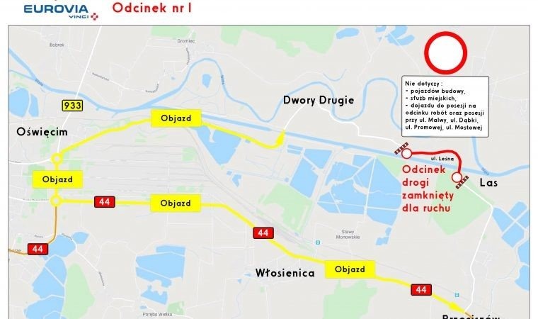 Od 2 kwietnia zamknięta dla ruchu ul. Leśna w m. Las. Będą objazdy