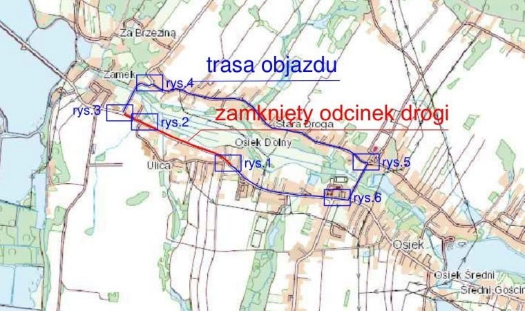 Od 3 listopada zamknięty odcinek drogi powiatowej (ul. Główna) w Osieku