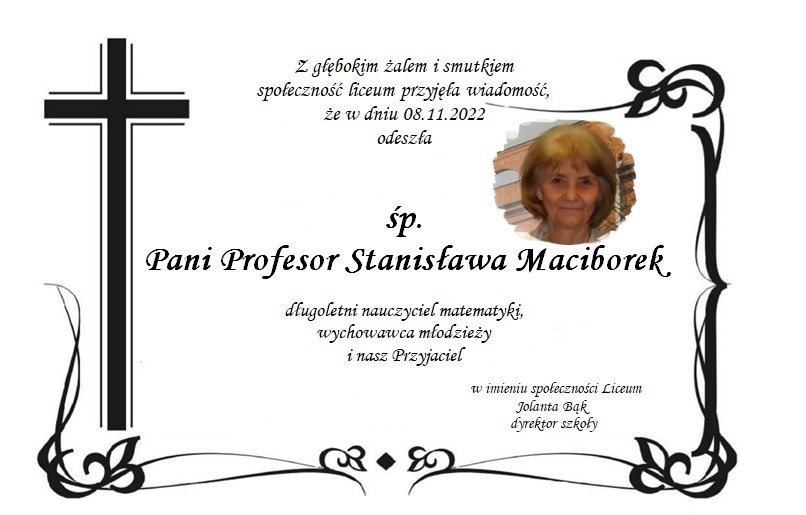 Odeszła Stanisława Maciborek, niekwestionowany autorytet, człowiek prawy i wyrozumiały