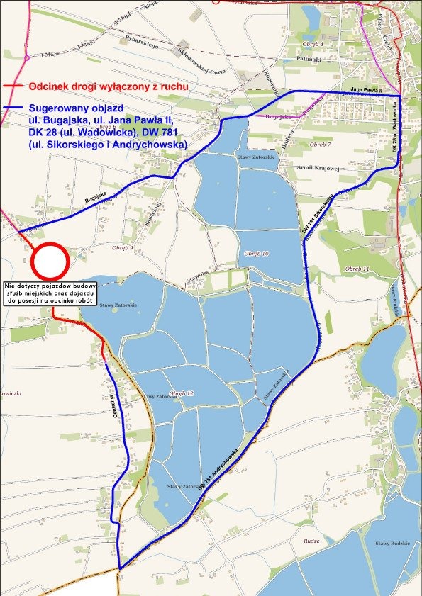 Objazdy w związku z modernizacją drogi powiatowej w Łowiczkach