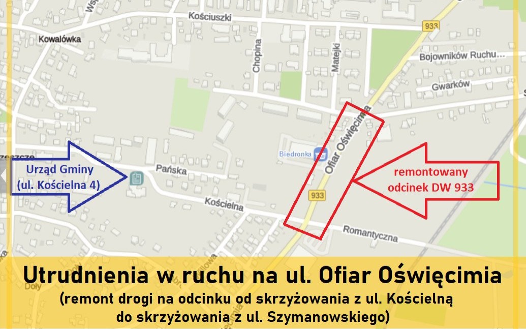 Ruch wahadłowy na DW 933 w Brzeszczach