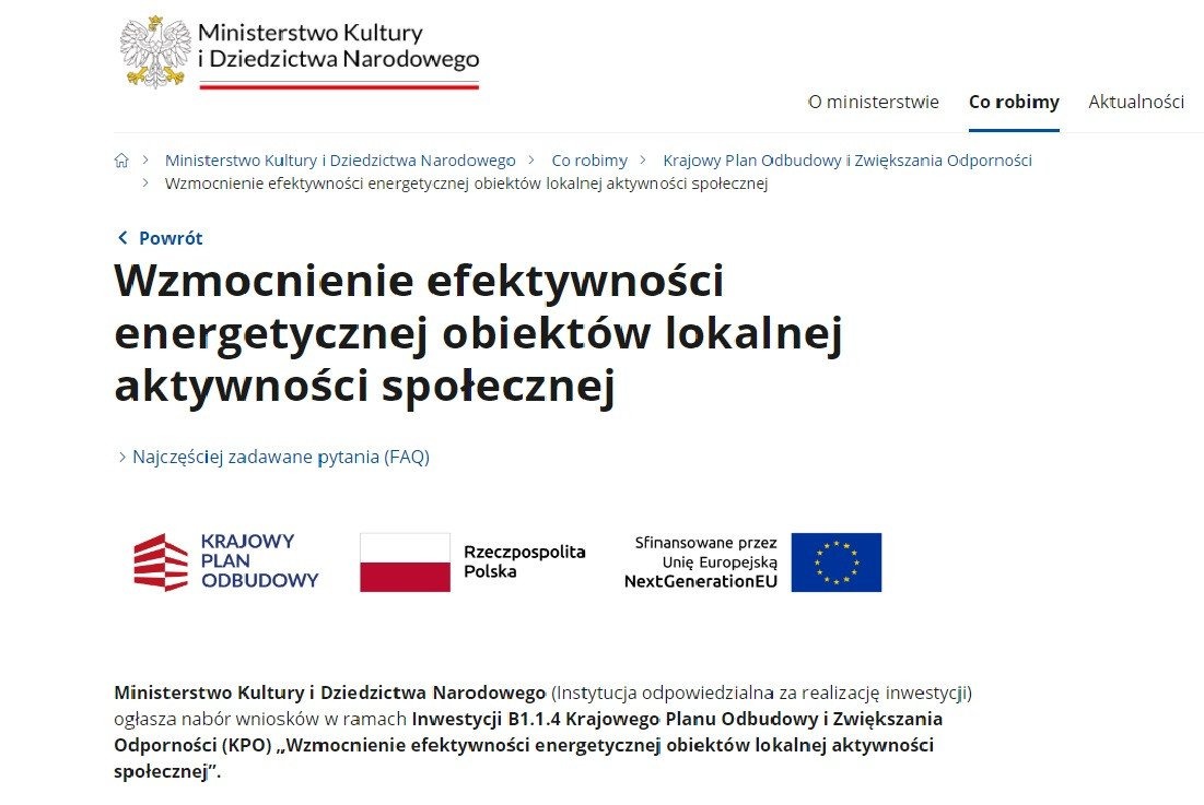 Program termomodernizacji budynków instytucji kultury