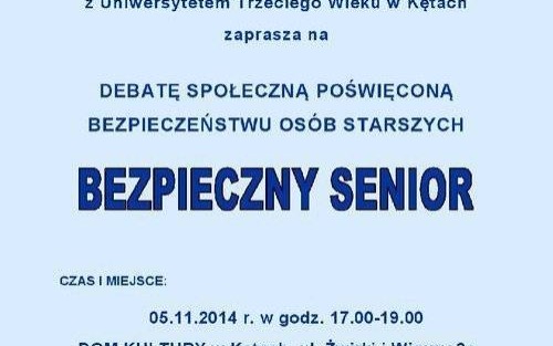 KĘTY. UTW i policjanci zapraszają dzisiaj na debatę poświęconą bezpieczeństwu seniorów