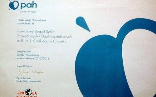 CHEŁMEK. Szkoła z tytułem „Szkoły Humanitarnej”