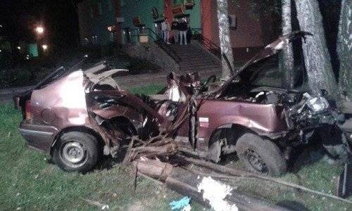 CHEŁMEK. Samochód uderzył w słup. Nie żyje pasażer. Kierowca był pijany - ZDJĘCIA