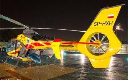 TRENING. Nocny lot. Eurocopter z Kielc nad Oświęcimiem