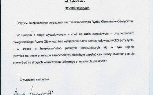 DYSKUSJA. Czego nie wie Marek Nazarowski, czyli zagrożenia dla pieszych na Rynku Głównym w Oświęcimiu