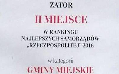 ZATOR. Stolica Doliny Karpia wśród najlepszych samorządów w rankingu „Rzeczpospolitej”
