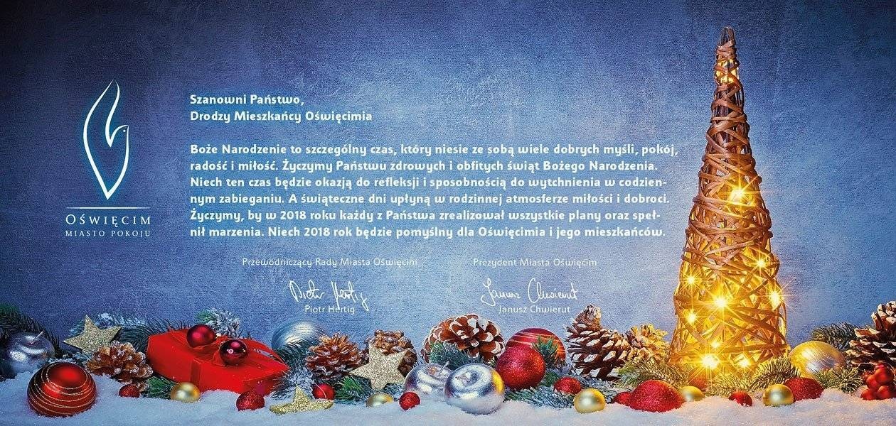 ŚWIĘTA. Życzenia świąteczno-noworoczne od prezydenta Oświęcimia Janusza Chwieruta