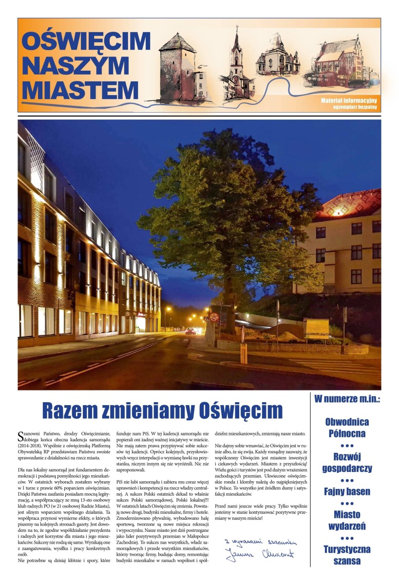 OŚWIĘCIM. Gazeta "Oświęcim Naszym Miastem". Zapraszamy do lektury