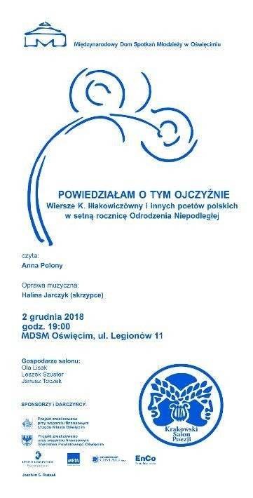OŚWIĘCIM. Anna Polony z wierszami Kazimiery Iłłakowiczówny w MDSM