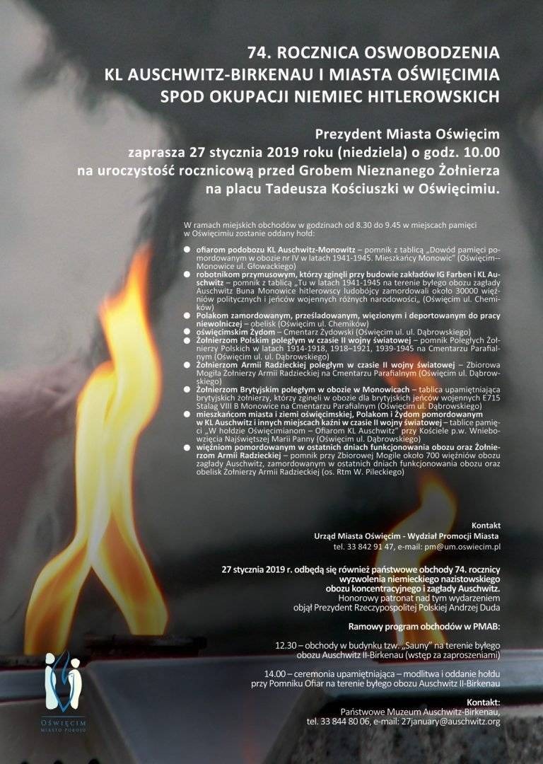 OŚWIĘCIM. W niedzielę przypada 74. rocznica oswobodzenia KL Auschwitz-Birkenau i miasta Oświęcimia