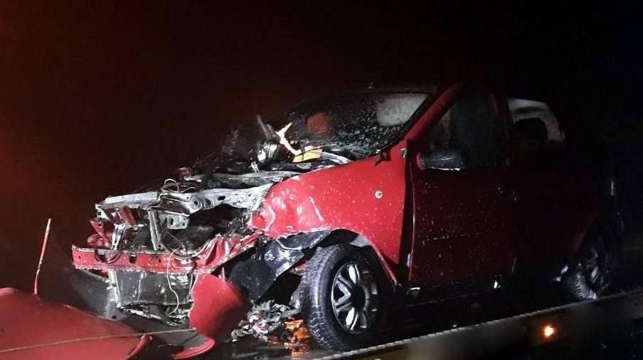 OŚWIĘCIM. Kolizja na krajówce. Jeden z pojazdów stanął w płomieniach