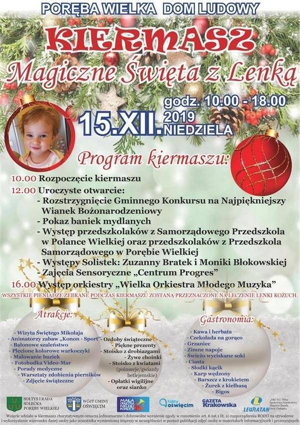 PORĘBA WIELKA. Kolejny Kiermasz Bożonarodzeniowy dla Lenki Kożuch