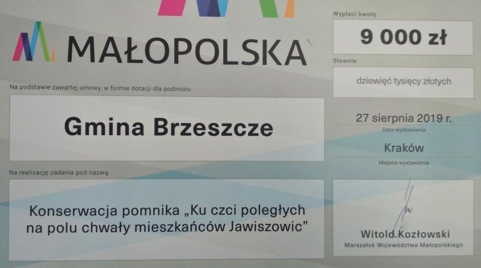 9 tys. złotych dotacji na konserwację pomnika - InfoBrzeszcze.pl