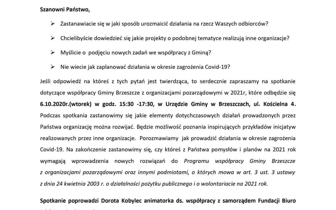 Spotkanie dla organizacji pozarządowych - InfoBrzeszcze.pl