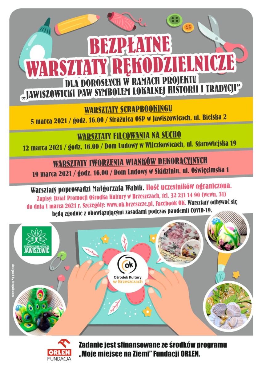 BEZPŁATNE WARSZTATY RĘKODZIELNICZE w ramach projektu „JAWISZOWICKI PAW SYMBOLEM LOKALNEJ HISTORII I TRADYCJI”. - InfoBrzeszcze.pl