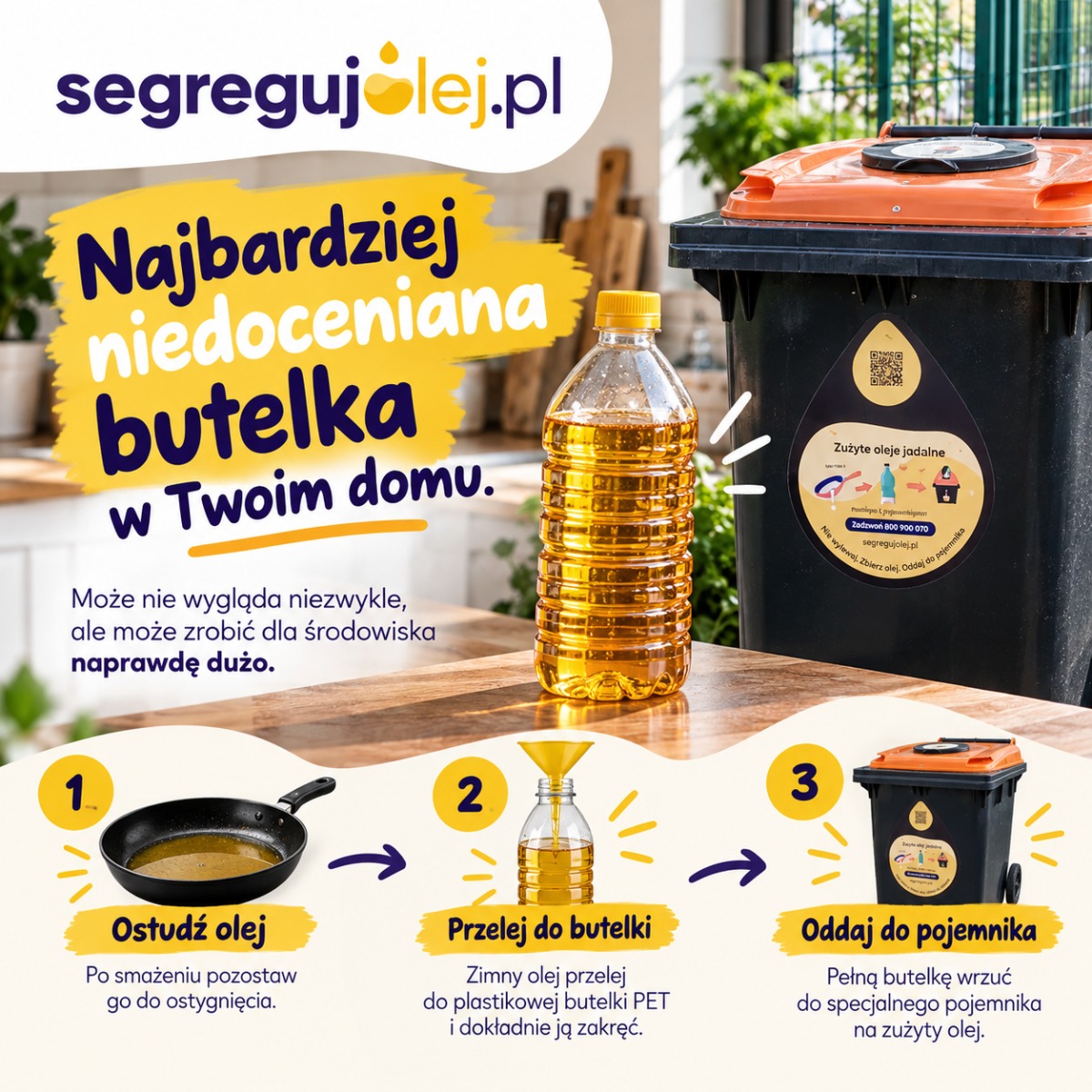 Zużyty olej kuchenny? Nie wylewaj go do zlewu.