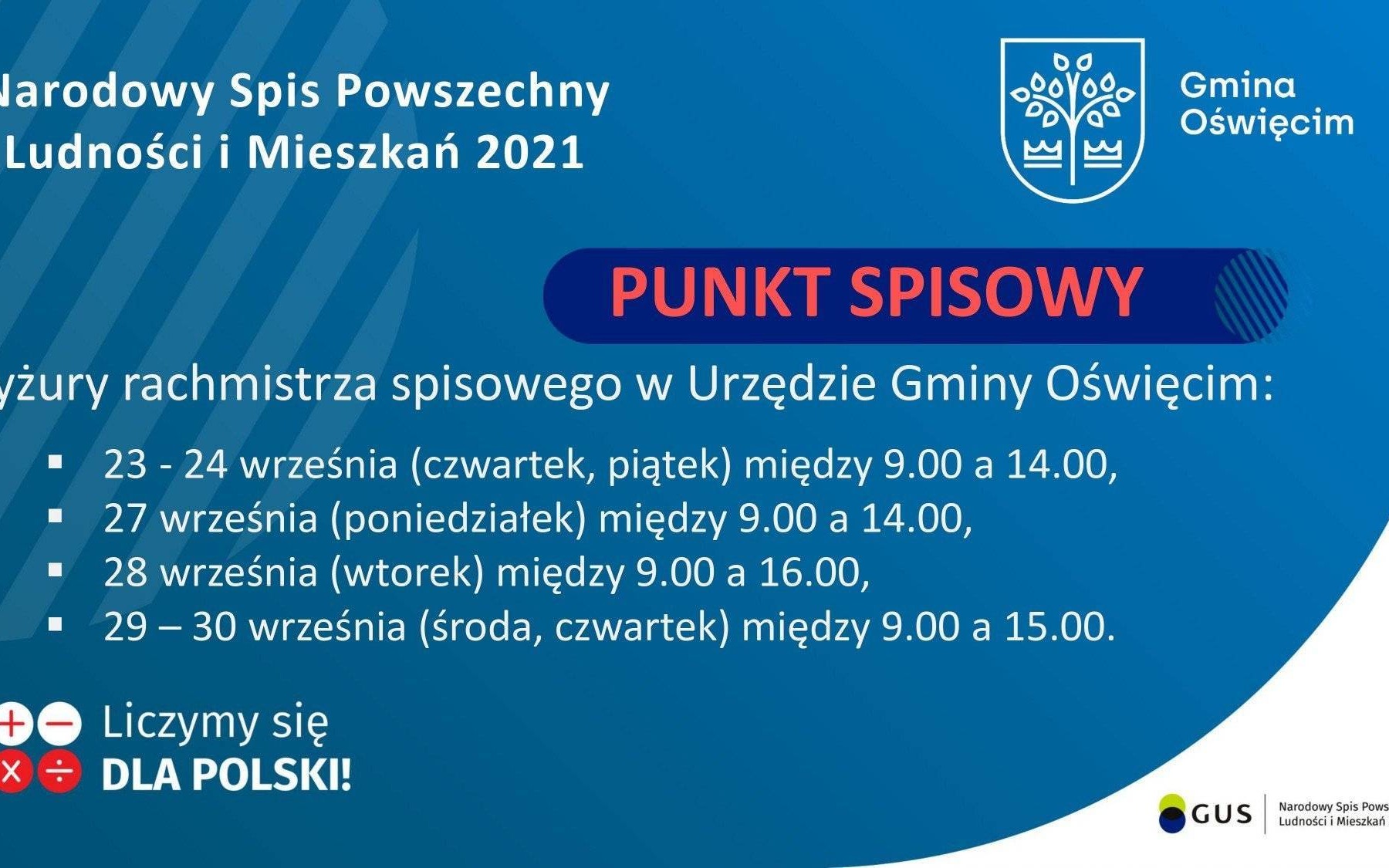 Przyjdź i spisz się u rachmistrza podczas dyżuru w urzędzie gminy Oświęcim.